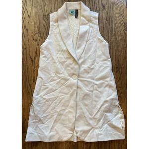 Gum Tree Farm 100% Wool Long Vest Womens Small Organic Virginia USA Made Cream